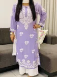Premium Modal Chikankari Hand Embroidered Women's Long Solid Kurta