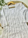 Resham Chikankari Hand Embroidered Women's Anarkali Long Kurta