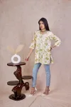 Green Kannika Mulmul Printed Short kurti