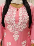 Premium Modal Chikankari Hand Embroidered Women's Long Solid Kurta