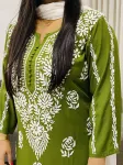 Premium Modal Chikankari Hand Embroidered Women's Solid Long Kurta