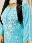 Premium Modal Chikankari Hand Embroidered Women's Solid Long Kurta