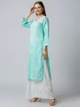 Cotton Chikankari Hand Embroidered Women's Floral Long Kurta