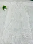 White Bela Premium Modal Chikankari Hand Embroidered Solid Women's Long Kurta