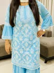 Rayon Chikankari Hand Embroidered Designer Women's Gharara Set