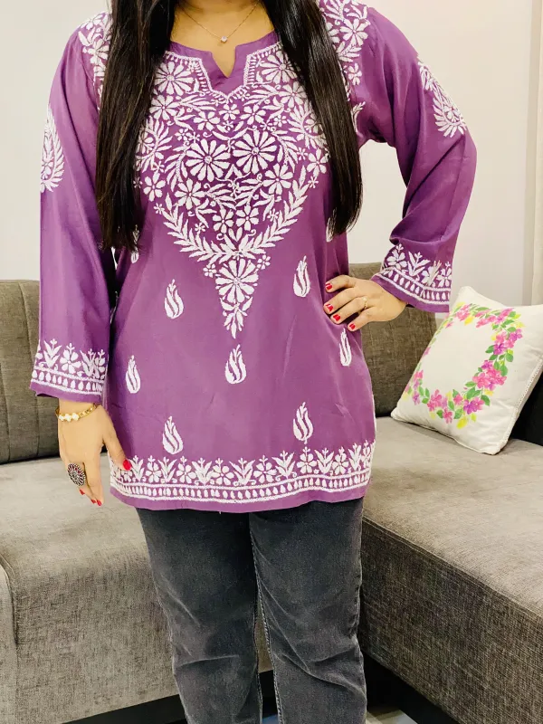 Chikankari Handwork Women's Modal Short Kurta