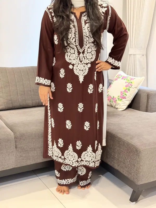 Rayon Chikankari Handwork women kurta palazzo set