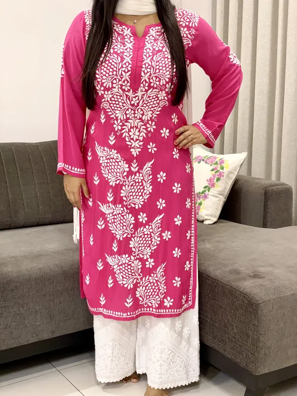 Premium Modal Chikankari Hand Embroidered Solid Women's Kurta