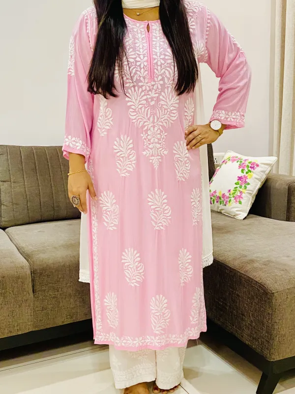 Modal Chikankari Hand Embroidered Women's Long Kurta