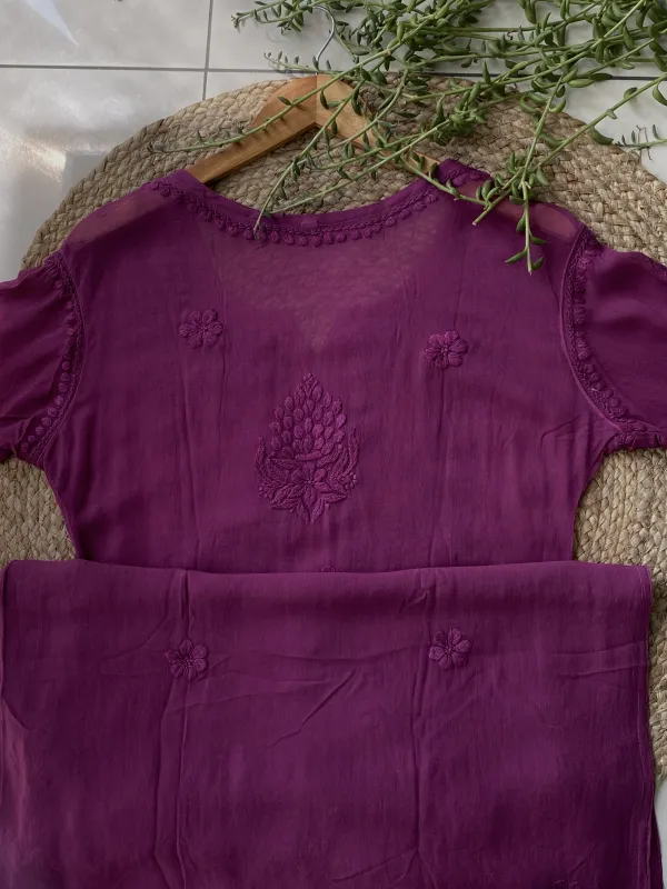 Viscose Chikankari Hand Embroidered Kurta and Dupatta