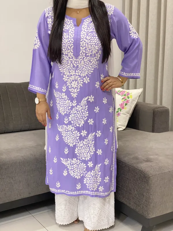 Premium Modal Chikankari Hand Embroidered Solid Women's Kurta