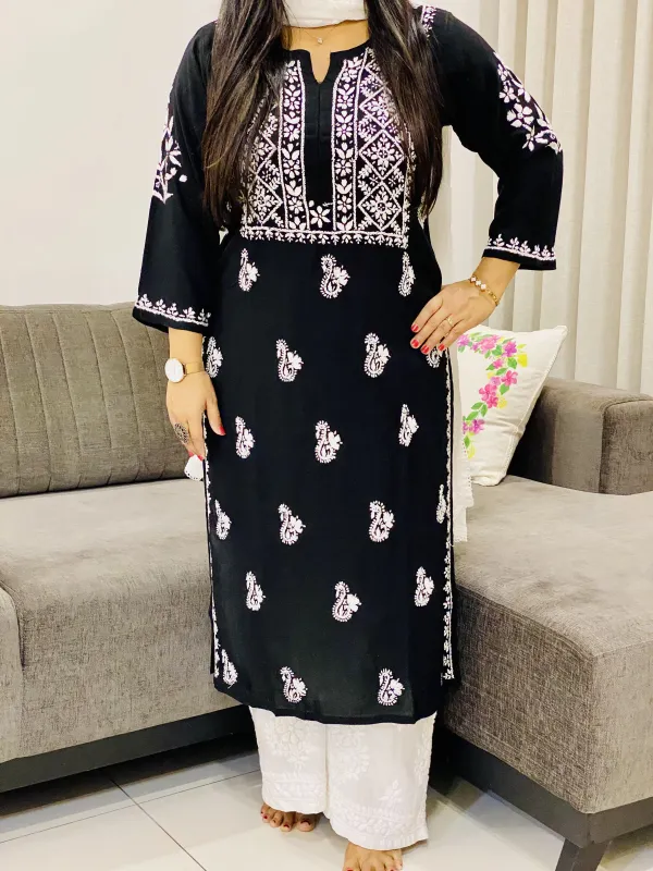 Premium Modal Chikankari Hand Embroidered Solid Women's Kurta